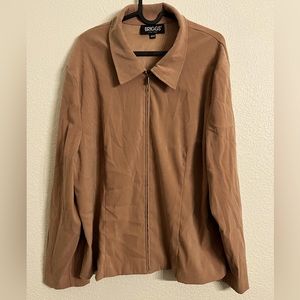 Vintage Briggs NY Brown Faux Suede Zip Up Jacket Blacker